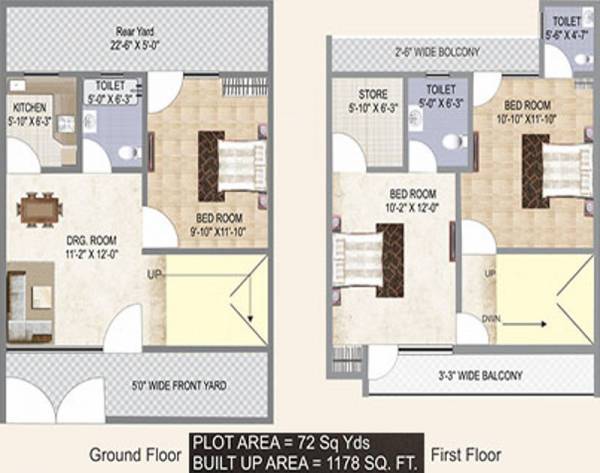 Tulsi Infraheights Shri Tulsi Budget Villa (3BHK+3T (1,178 sq ft) 1178 sq ft)
