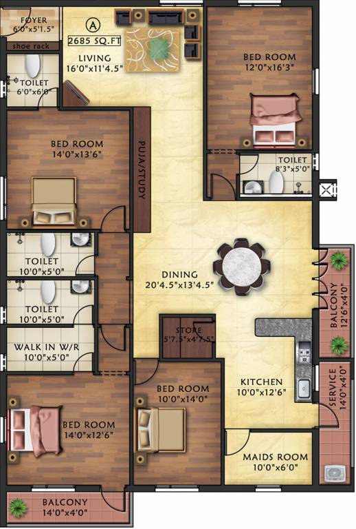 KCee Wason (4BHK+4T (2,685 sq ft) + Pooja Room 2685 sq ft)