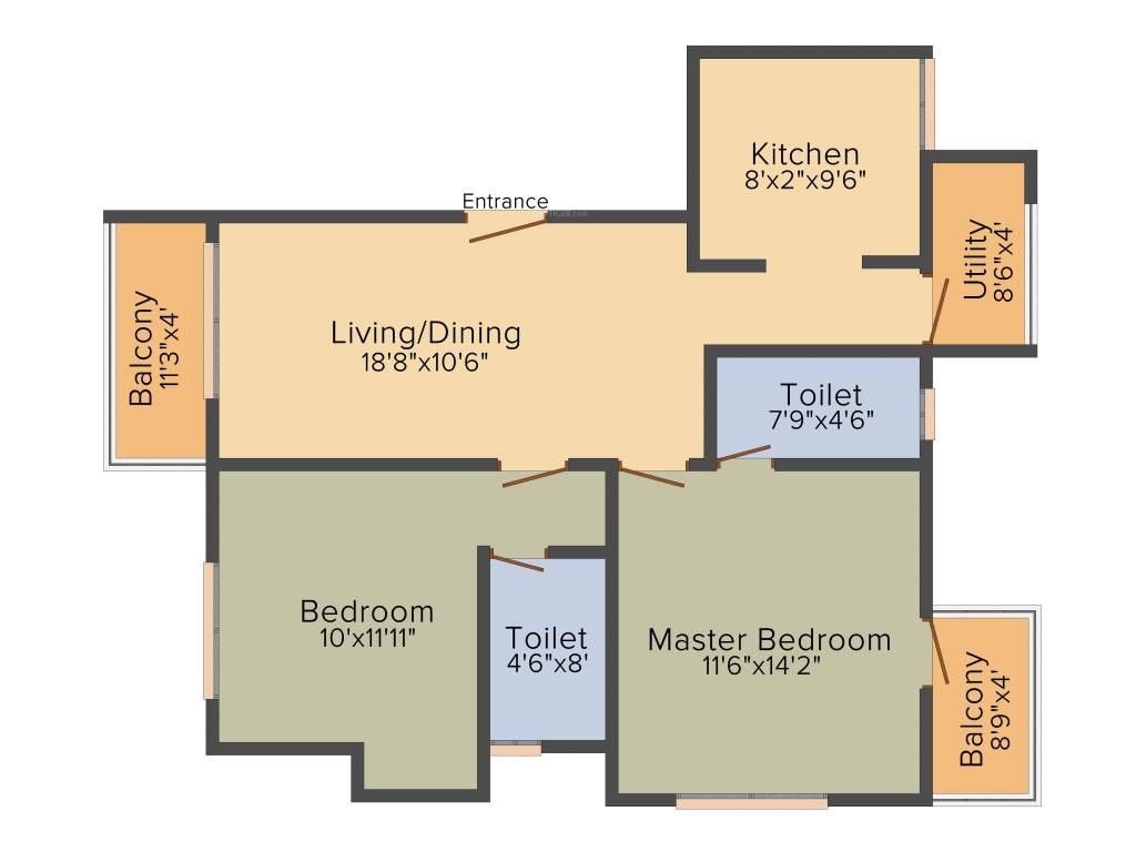 KCee Partha (2BHK+2T (1,094 sq ft) 1094 sq ft)