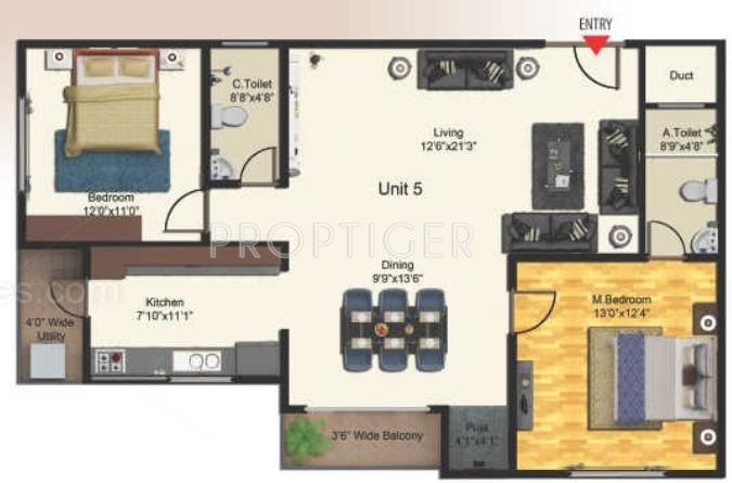 Nest SLV Symphony (2BHK+2T (1,298 sq ft)   Pooja Room 1298 sq ft)