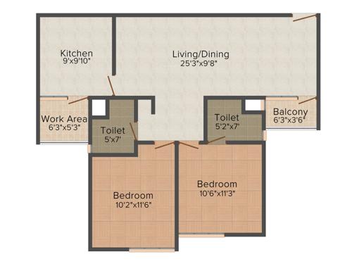 Chathamkulam Pride Park (2BHK+2T (1,147 sq ft) 1147 sq ft)