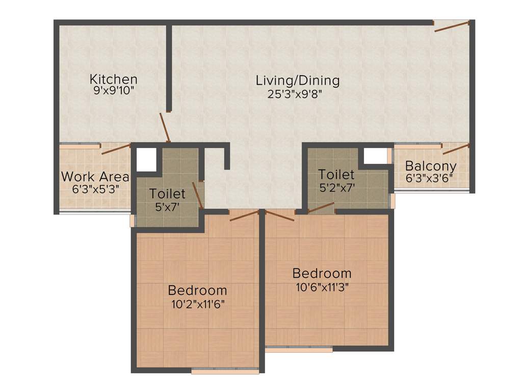 Chathamkulam Pride Park (2BHK+2T (1,147 sq ft) 1147 sq ft)