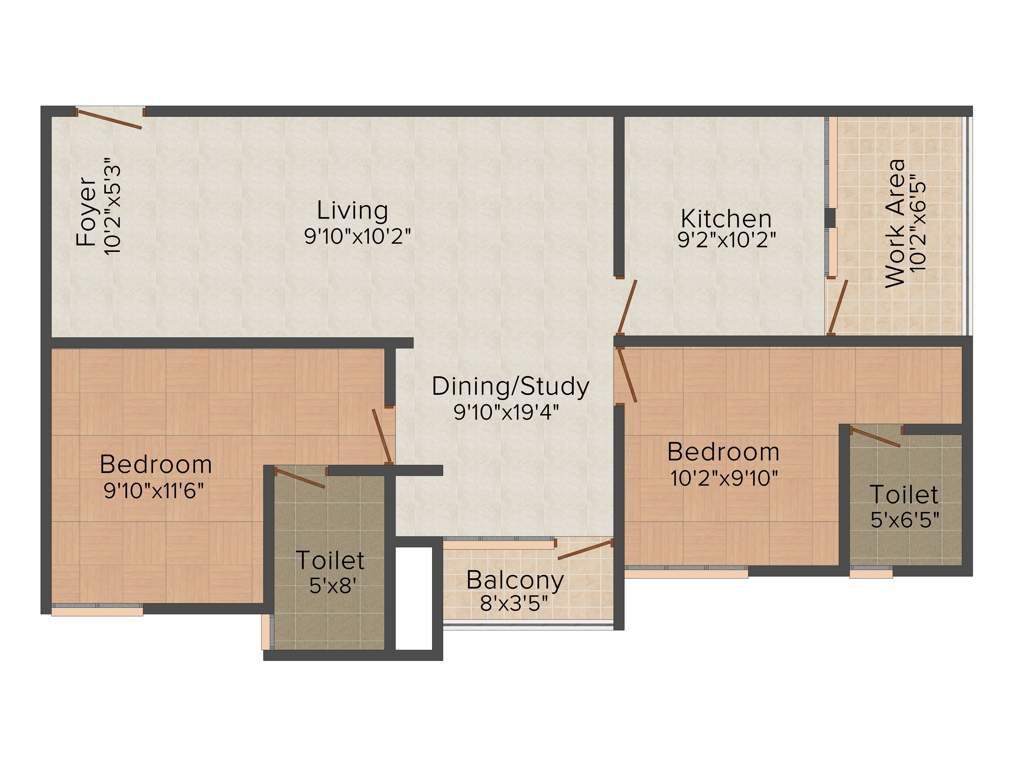 Chathamkulam Pride Park (2BHK+2T (1,309 sq ft) 1309 sq ft)