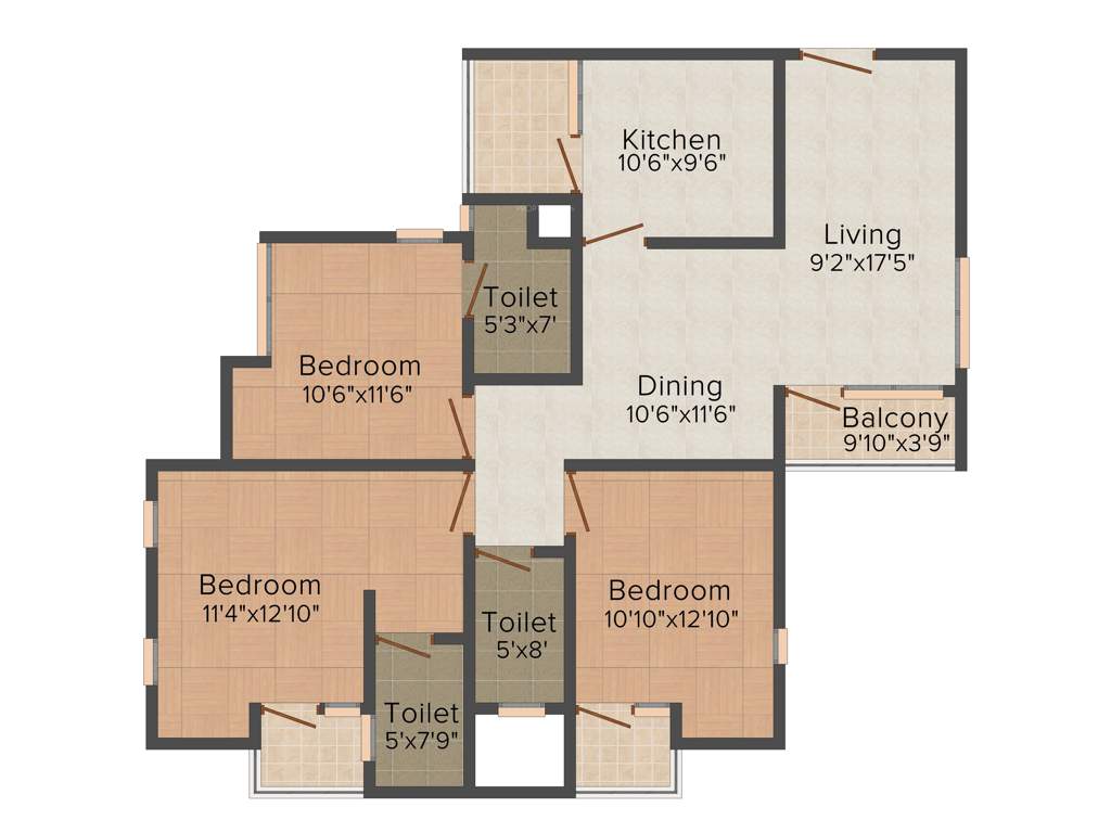 Chathamkulam Pride Park (3BHK+3T (1,769 sq ft) 1769 sq ft)