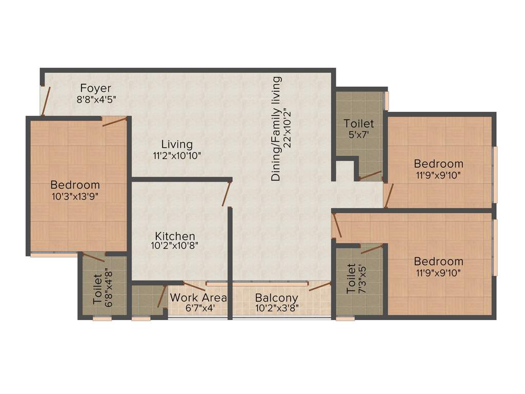 Chathamkulam Pride Park (3BHK+4T (1,625 sq ft) 1625 sq ft)