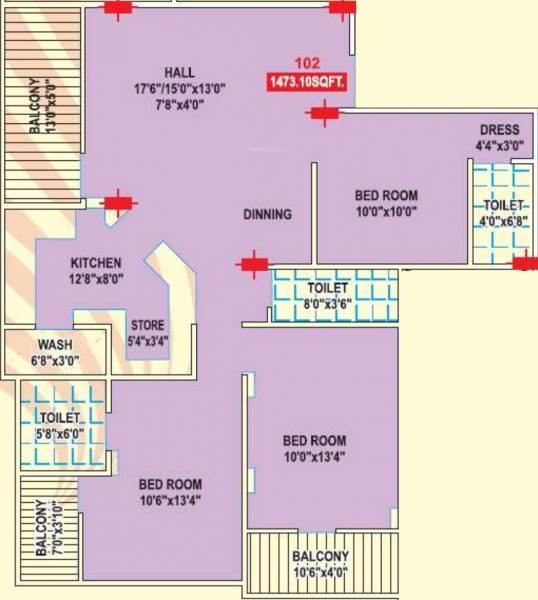 Shri Krishna Hilton Tower (3BHK+3T (1,473 sq ft) 1473 sq ft) Shri Krishna Hilton Tower (3BHK+3T (1,473 sq ft) 1473 sq ft)