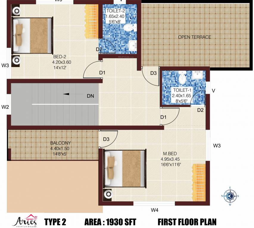 Confident Aries (3BHK+3T (1,930 sq ft) 1930 sq ft)