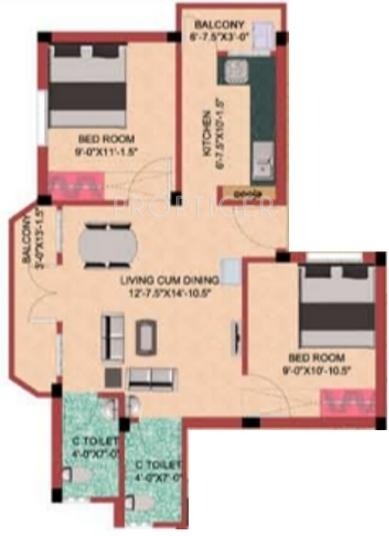 Shree Shree Priya Flats (2BHK+2T (790 sq ft) 790 sq ft)