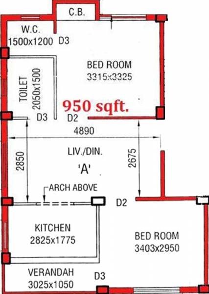 AIM Shib Durga Arcade (2BHK+2T (950 sq ft) 950 sq ft)