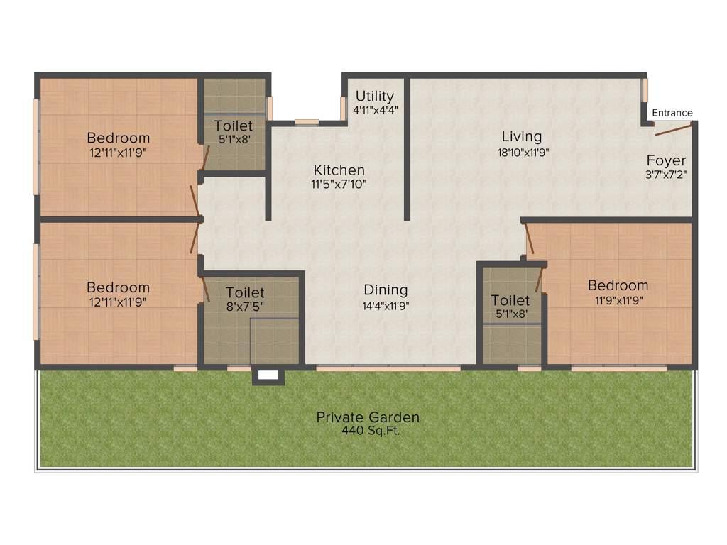 Griha Udyaan 2 (3BHK+3T (1,953 sq ft) 1953 sq ft)