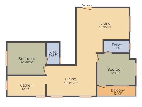 SS Splendour (2BHK+2T (1,114 sq ft) 1114 sq ft)