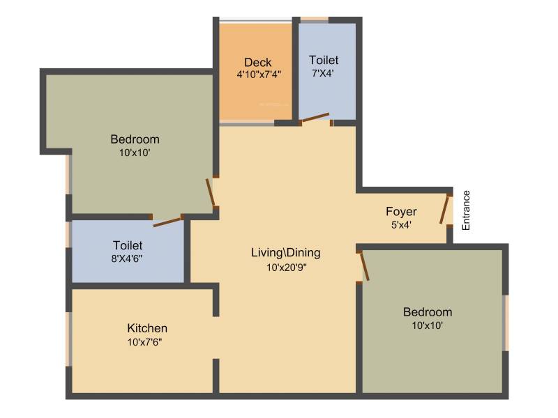 Pearl Park View (2BHK+2T (964 sq ft) 964 sq ft)