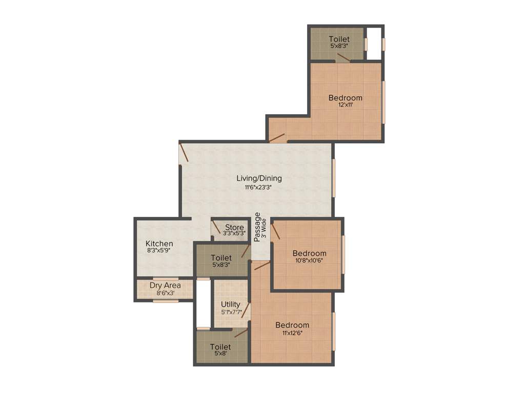 Kartik The Palazzo (3BHK+3T (1,640 sq ft) 1640 sq ft)