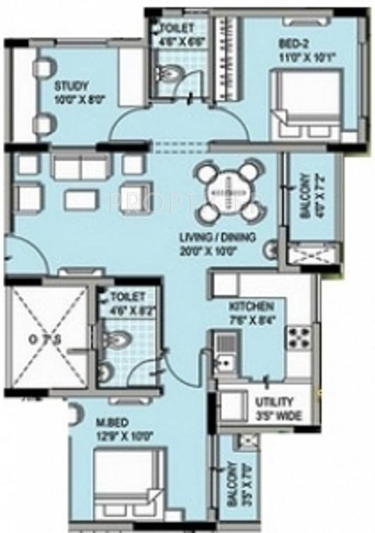XS Symphony (2BHK+2T (1,099 sq ft) + Study Room 1099 sq ft) XS Symphony (2BHK+2T (1,099 sq ft) + Study Room 1099 sq ft)