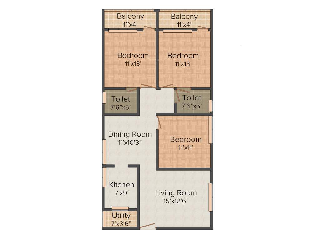 Jana Splendour 1 (3BHK+2T (1,370 sq ft) 1370 sq ft)