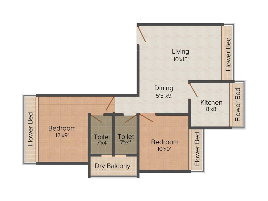 Ishwar Acacia (2BHK+2T (1,100 sq ft) 1100 sq ft)