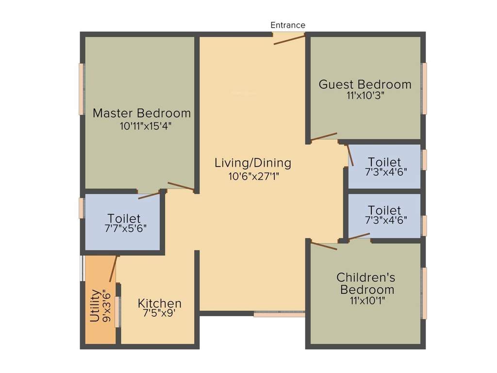 Splendid Lake Dews (3BHK+3T (1,255 sq ft) 1255 sq ft)