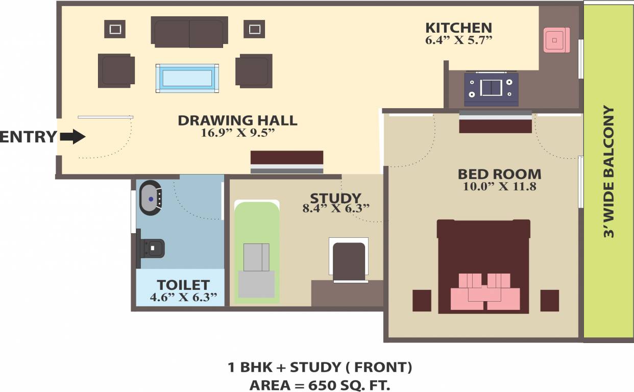 Himalaya Homes (1BHK+1T (650 sq ft) + Study Room 650 sq ft) Himalaya Homes (1BHK+1T (650 sq ft) + Study Room 650 sq ft)