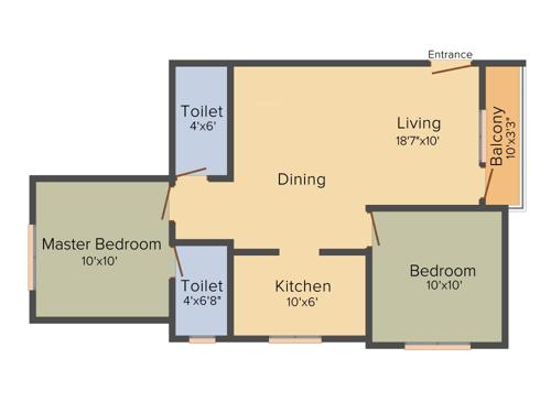 MSP Green Park (2BHK+2T (861 sq ft) 861 sq ft)