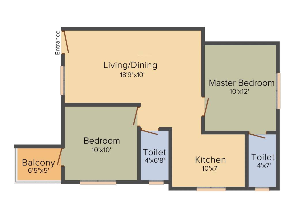 MSP Green Park (2BHK+2T (874 sq ft) 874 sq ft)
