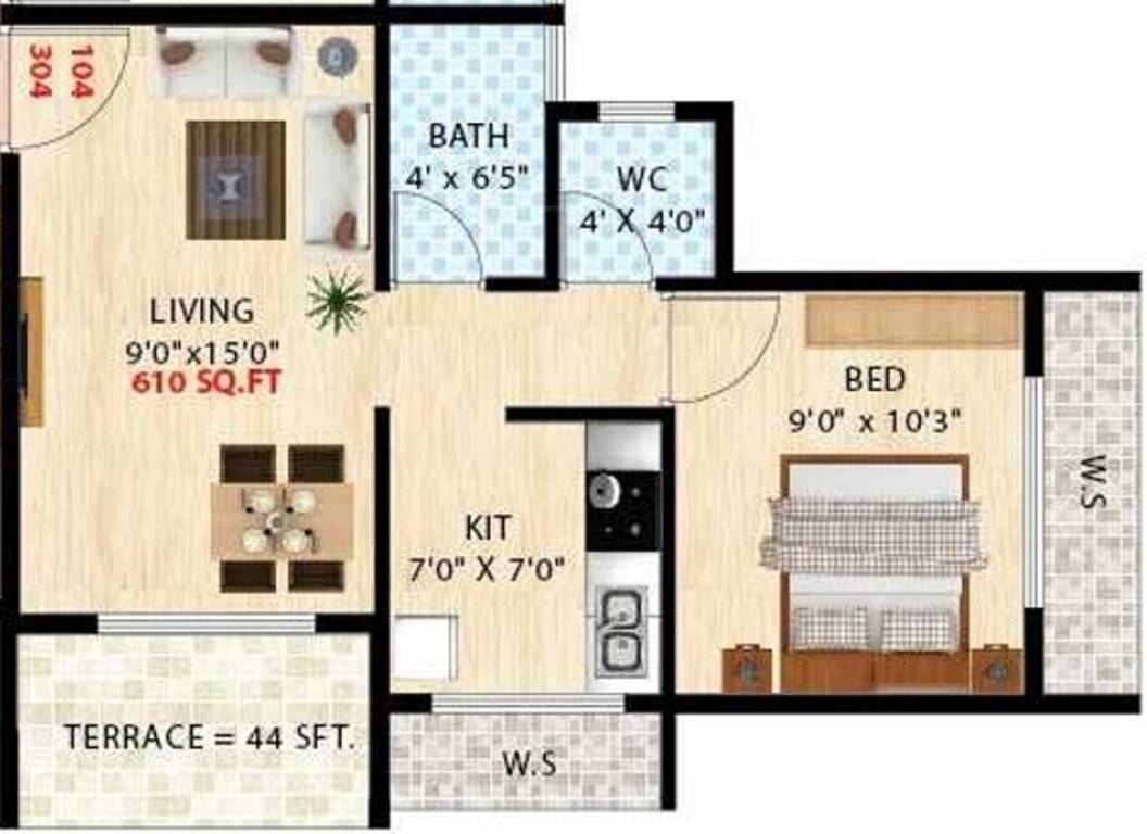 Shubh Laxmi Surya Park (1BHK+1T (610 sq ft) 610 sq ft)