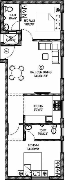 Greenwich Gill Nagar (2BHK+2T (832 sq ft) 832 sq ft)