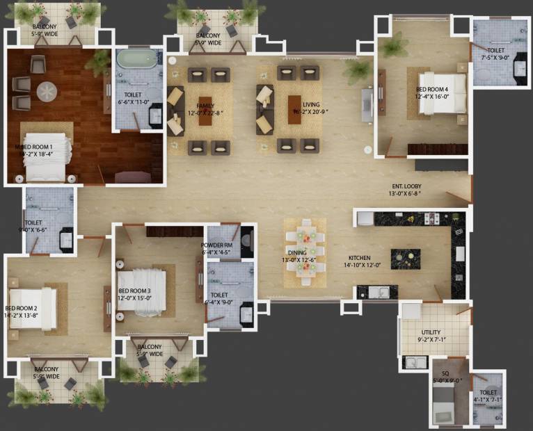 Mantri Espana (4BHK+4T (3,785 sq ft)   Servant Room 3785 sq ft)