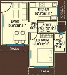 Chandak Sparkling Wings (1BHK+2T (660 sq ft) 660 sq ft)
