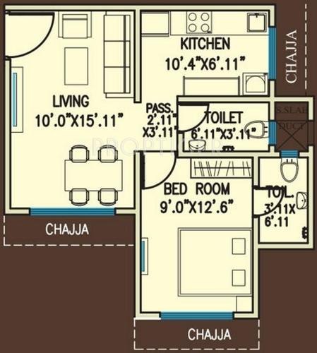 Chandak Sparkling Wings (1BHK+2T (660 sq ft) 660 sq ft)