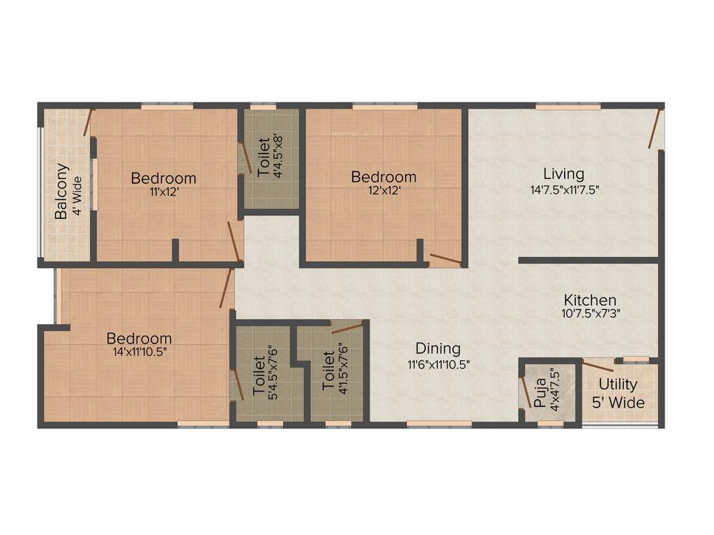 EAPL Shri Tirumala Prestige (3BHK+3T (1,719 sq ft) + Pooja Room 1719 sq ft)