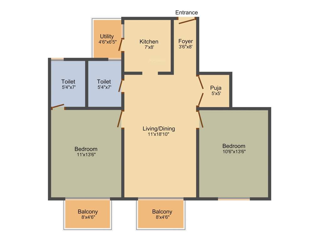 SBR Horizon (2BHK+2T (1,134 sq ft) + Pooja Room 1134 sq ft)