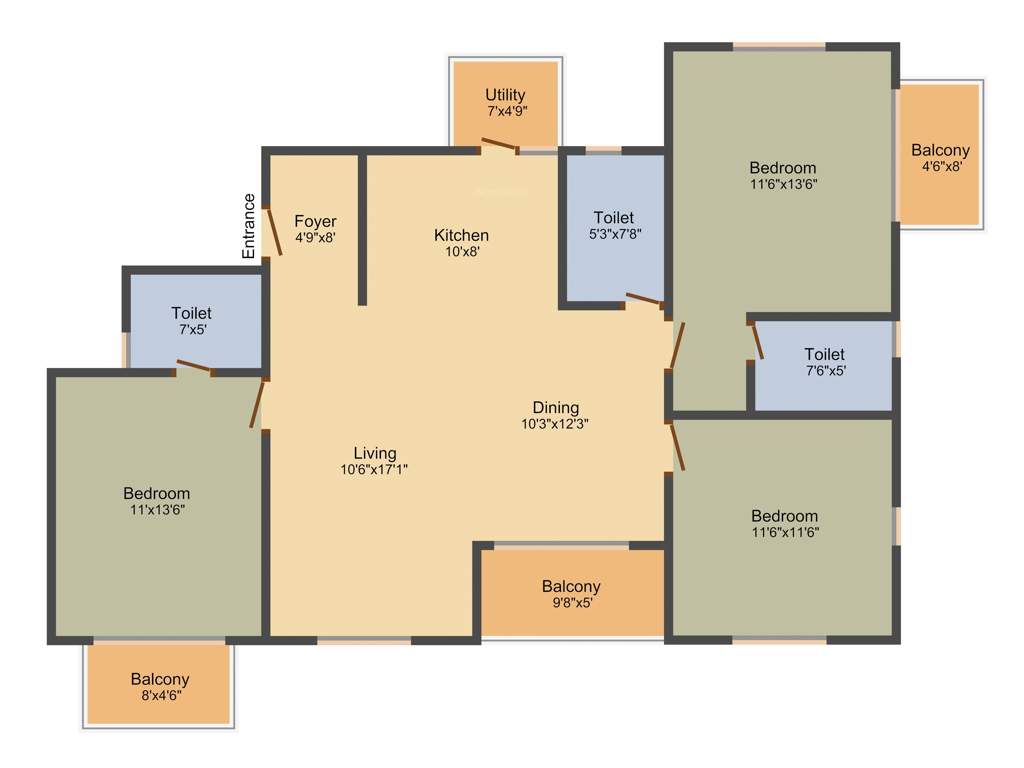 SBR Horizon (3BHK+3T (1,632 sq ft) 1632 sq ft)