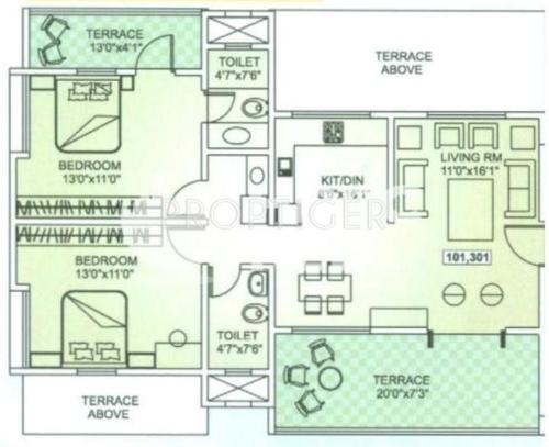 Abhinandan Pearl (2BHK+2T (929 sq ft) 929 sq ft)