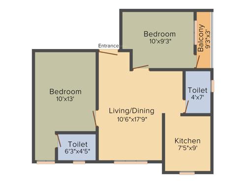 MSP Dream Stone (2BHK+2T (880 sq ft) 880 sq ft)