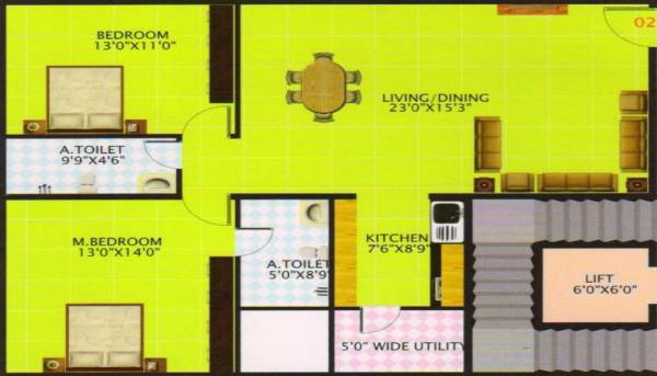 Citadil Balaji Residency (2BHK+2T (1,200 sq ft) 1200 sq ft)