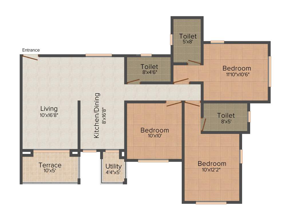 Gandhi Euthenia Homes (3BHK+3T (1,274 sq ft) 1274 sq ft)