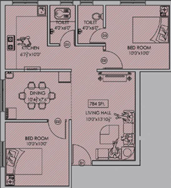 Ekadanth Avighna (2BHK+2T (784 sq ft) 784 sq ft)