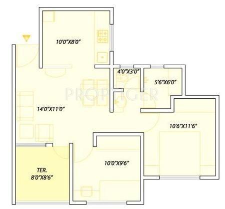 Pate Golden Petals (2BHK+2T (1,081 sq ft) 1081 sq ft)