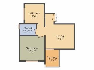 Mudra Life Spaces Prospera County 1BHK+1T (501 sq ft)