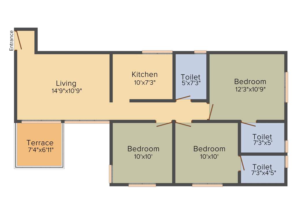 Mudra Life Spaces Prospera County 3BHK+3T (1,002 sq ft)