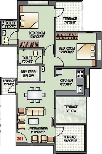 S D Mokate Construction Mokate Towers (2BHK+2T (1,010 sq ft) 1010 sq ft)