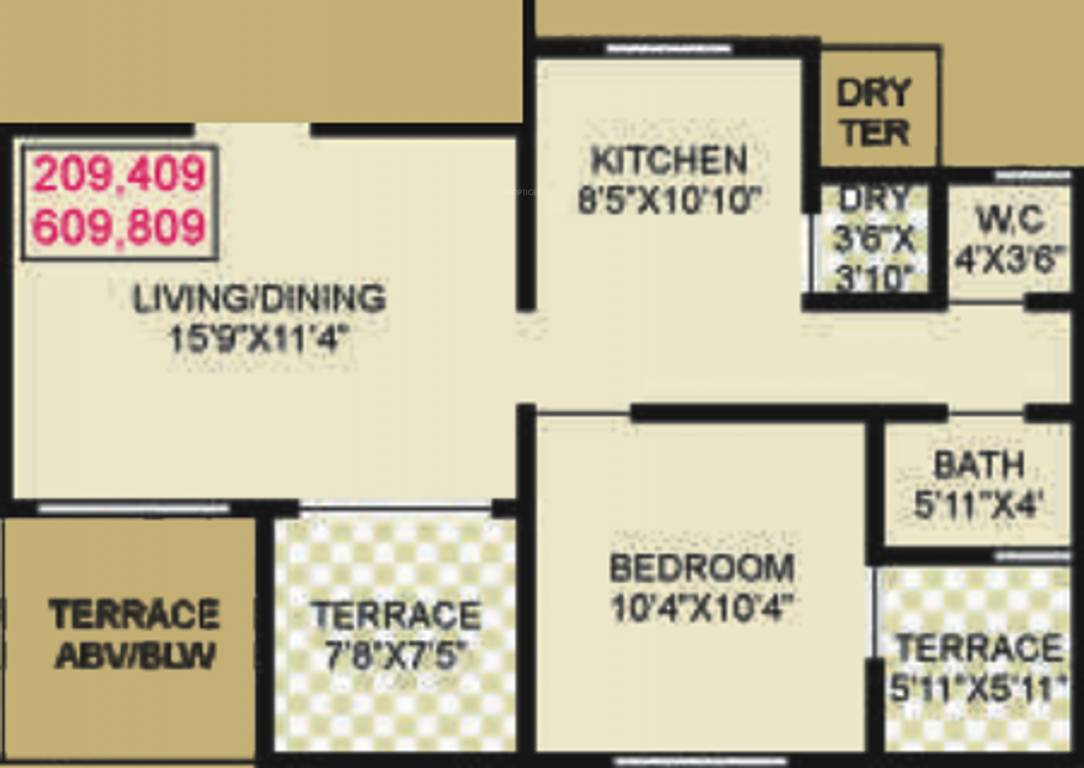 Vardhaman Aangan (1BHK+1T (685 sq ft) 685 sq ft)