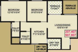 Vardhaman Aangan (2BHK+2T (925 sq ft) 925 sq ft)