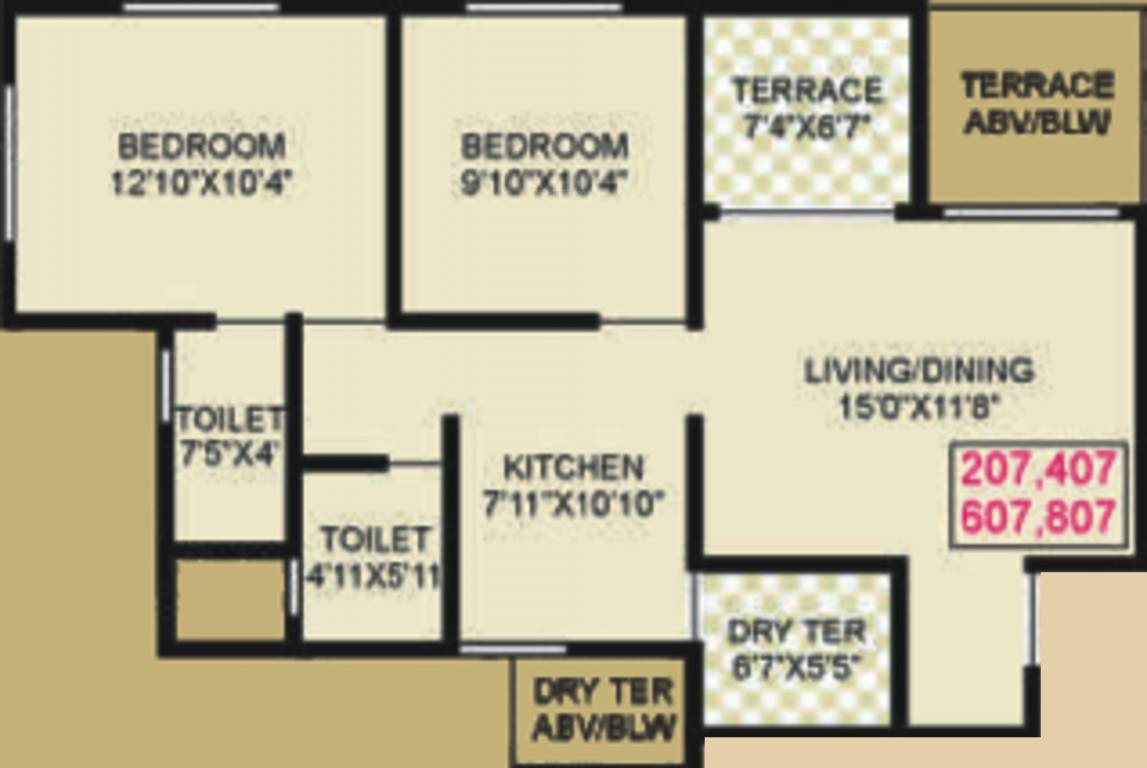 Vardhaman Aangan (2BHK+2T (925 sq ft) 925 sq ft)