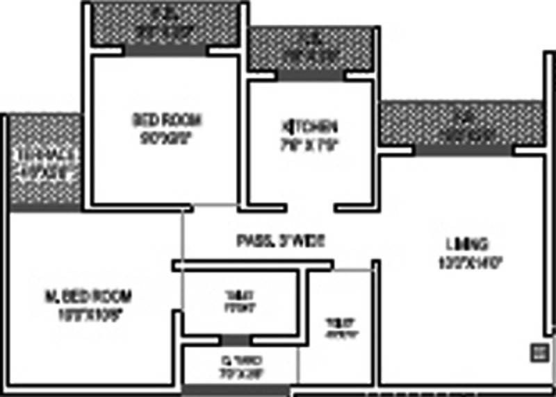 Squarefeet Squarefeet Sarvoday Square (2BHK+2T (869 sq ft) 869 sq ft)