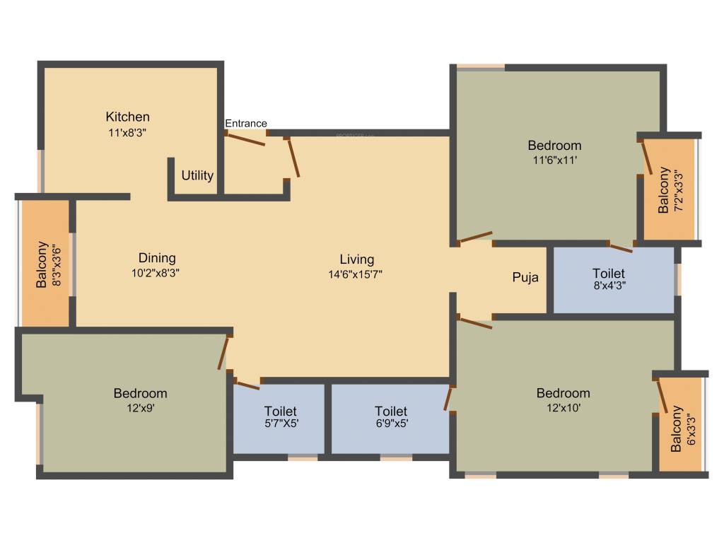 Saradeuz Acropolis (3BHK+3T (1,248 sq ft) + Pooja Room 1248 sq ft) Saradeuz Acropolis (3BHK+3T (1,248 sq ft) + Pooja Room 1248 sq ft)