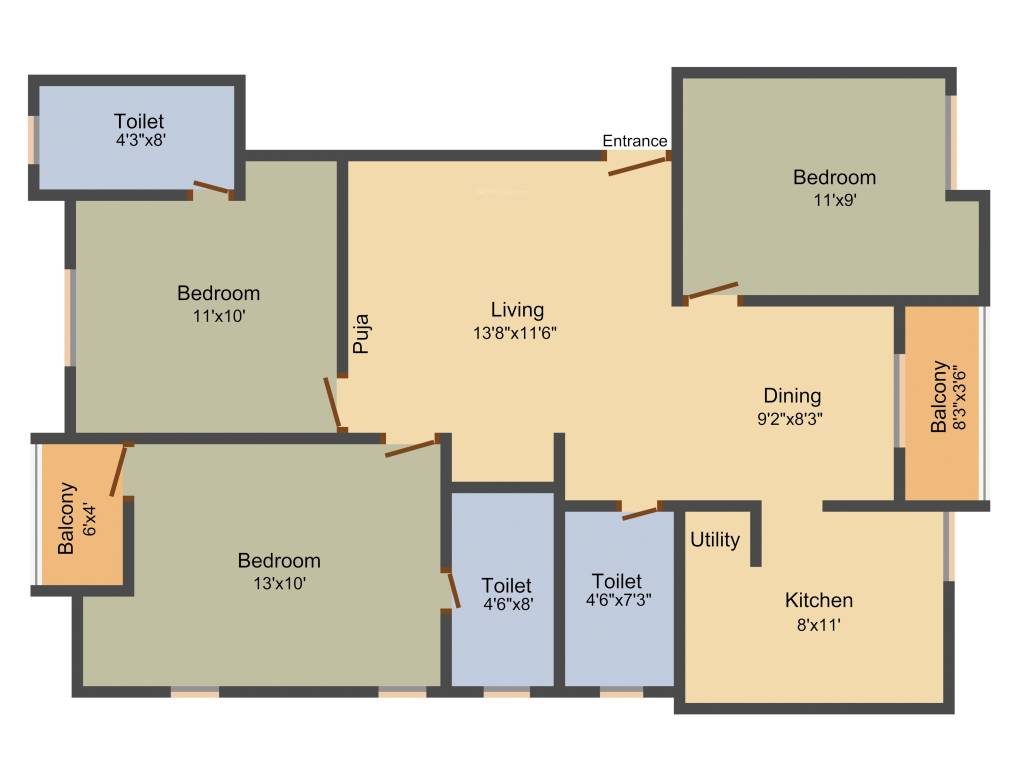 Saradeuz Acropolis (3BHK+3T (1,146 sq ft) + Pooja Room 1146 sq ft) Saradeuz Acropolis (3BHK+3T (1,146 sq ft) + Pooja Room 1146 sq ft)