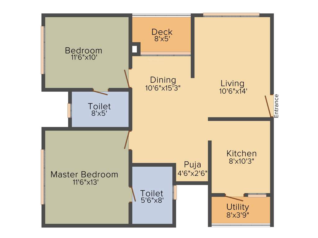 Cybercity Marina Skies (2BHK+2T (1,160 sq ft) + Pooja Room 1160 sq ft)