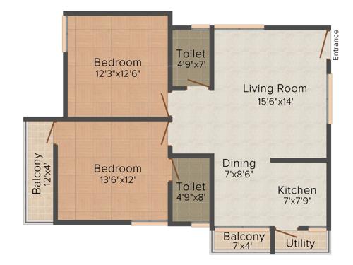 Bhumika Primrose (2BHK+2T (1,250 sq ft) 1250 sq ft)