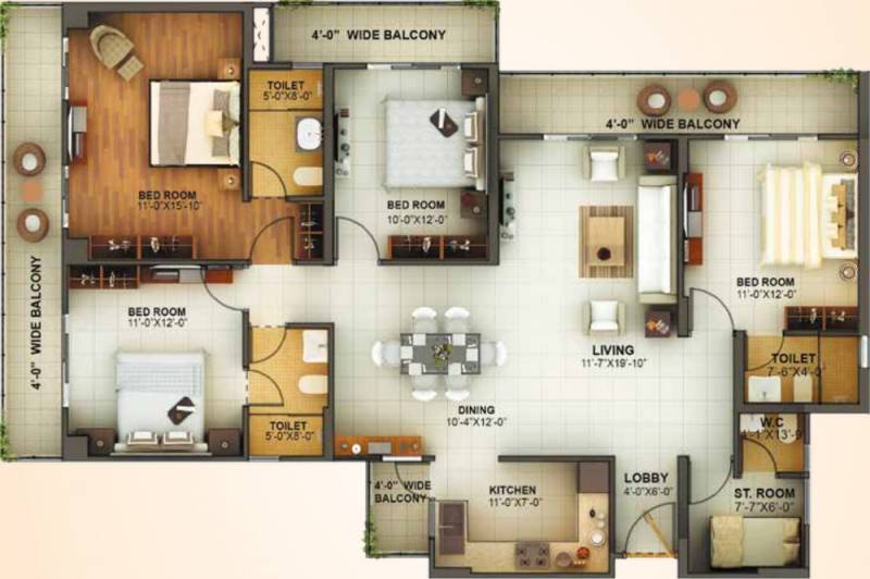Mahagun Montage (4BHK+3T (2,040 sq ft) + Servant Room 2040 sq ft)